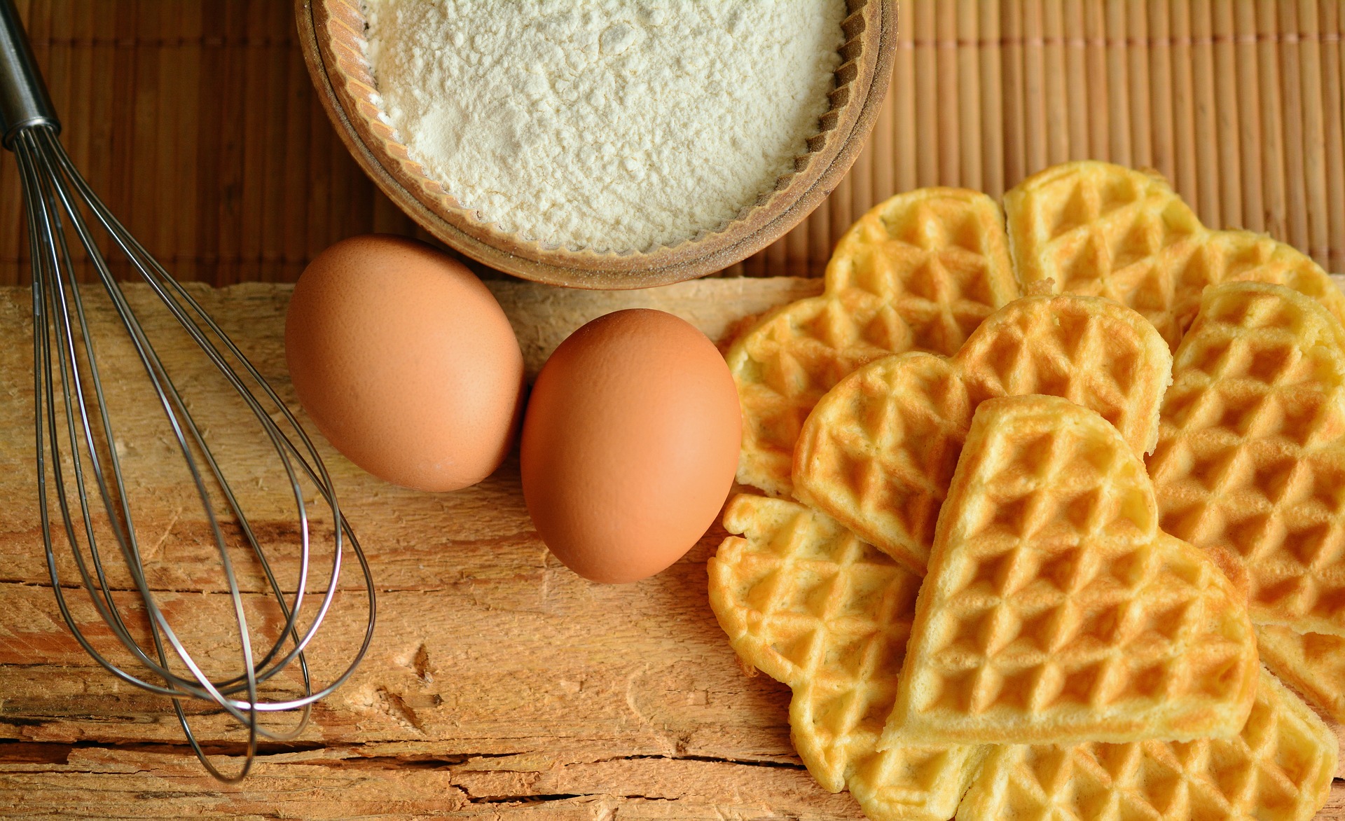 Eggs, Whisk and Waffles