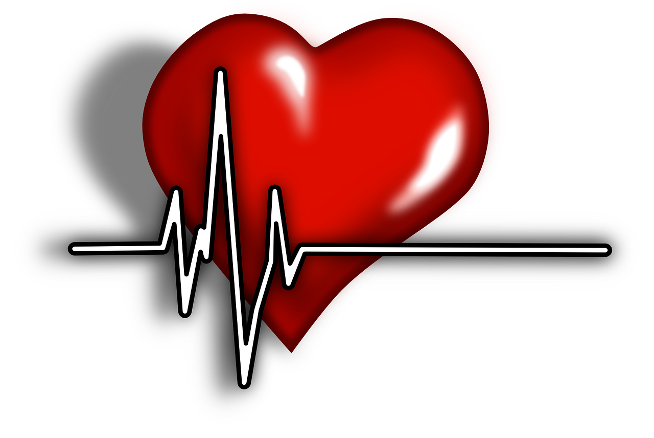 Heart cartoon with ECG cardiac trace superimposed