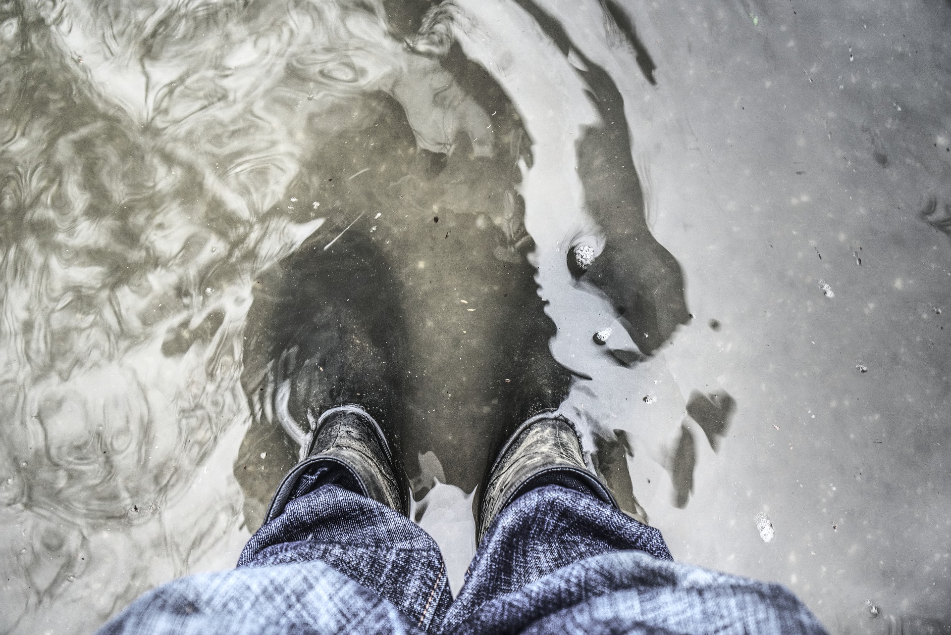 Wellington boots in water