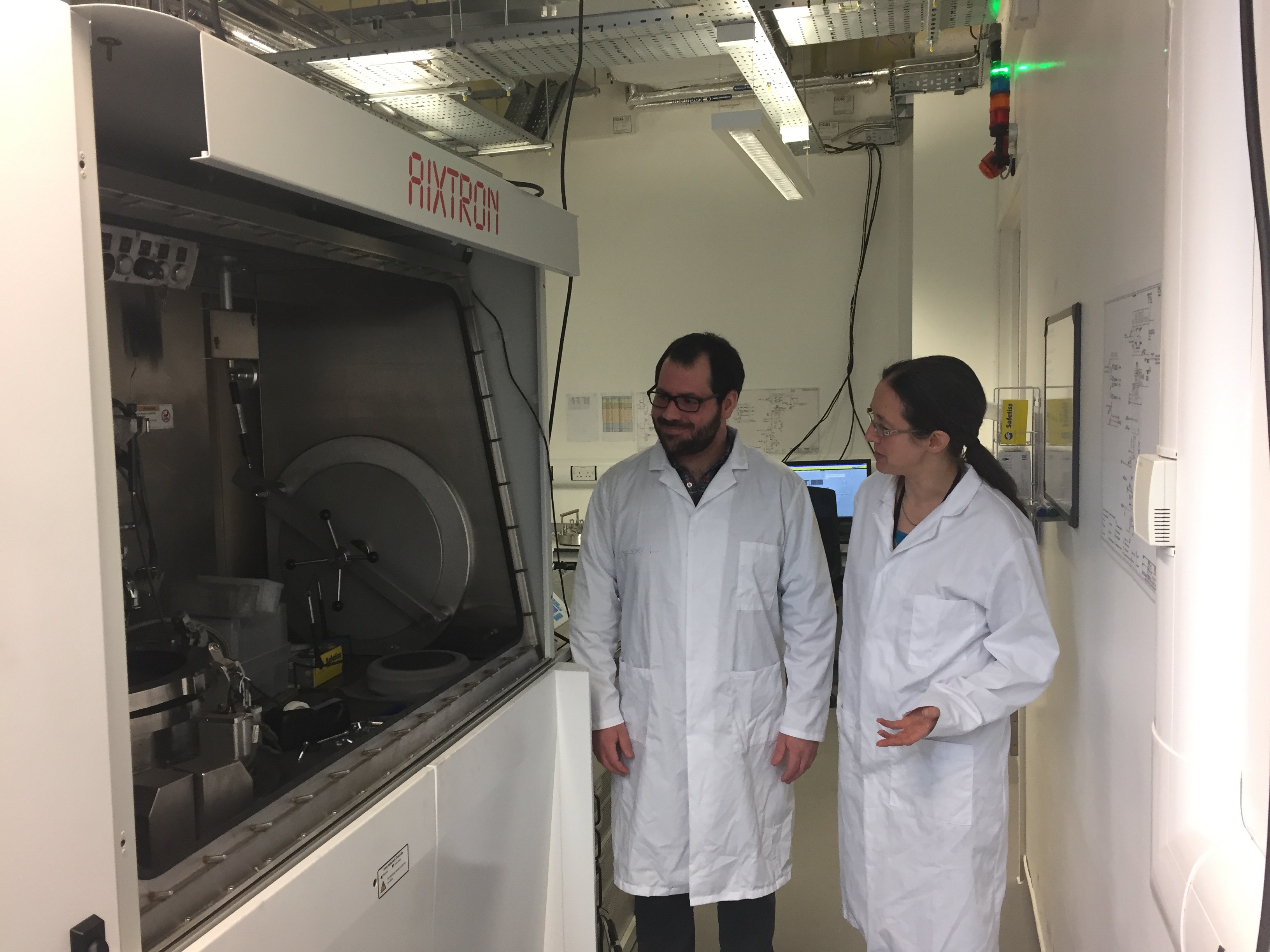 Rachel and Tom with a crystal growth system