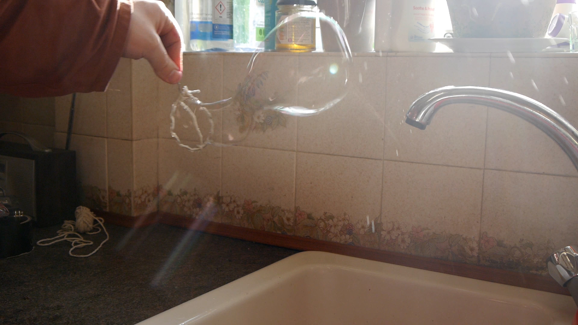 making bubbles in the kitchen