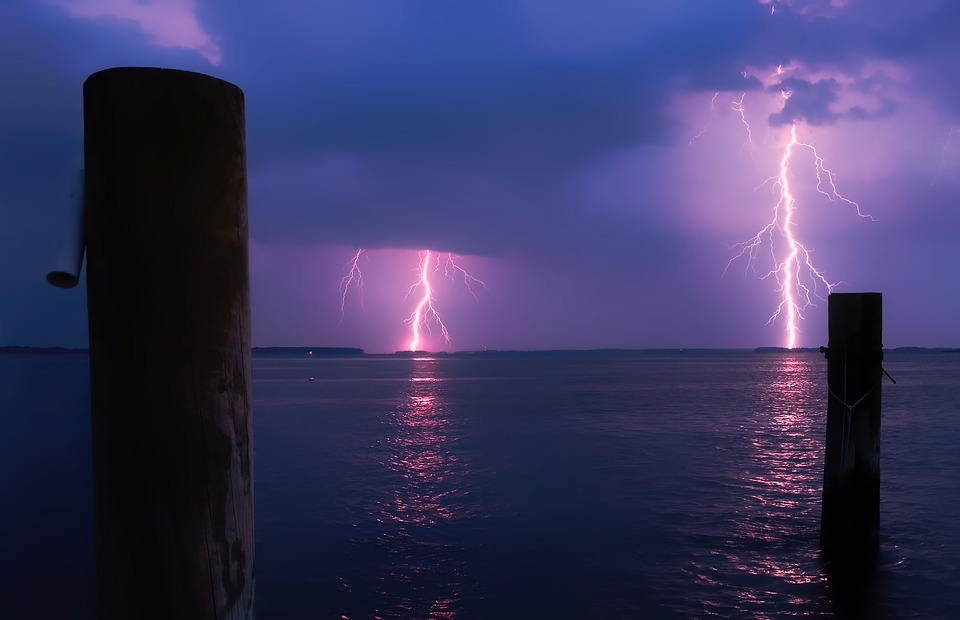 Lightning on the sea