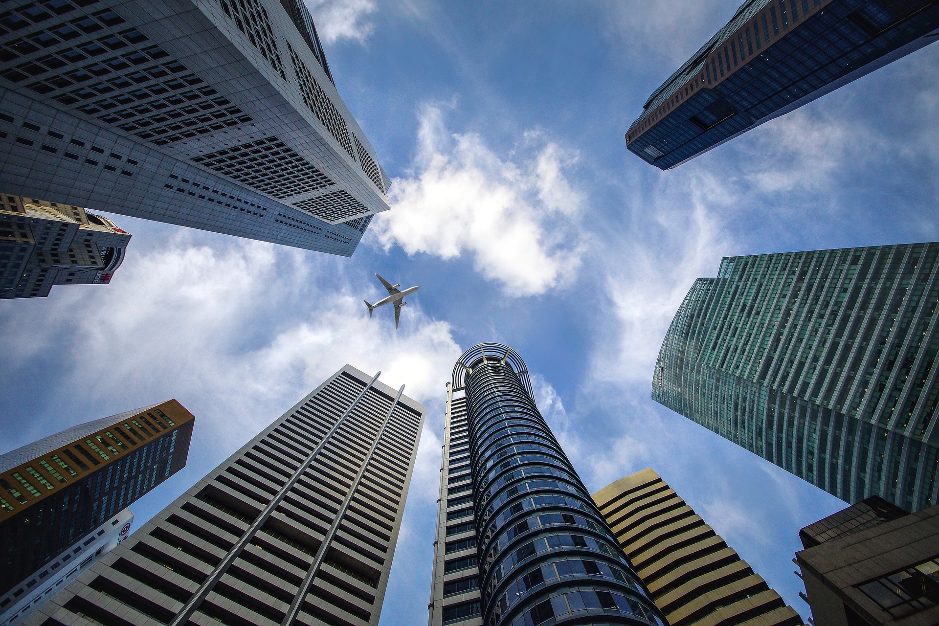 aeroplane and skyscraper