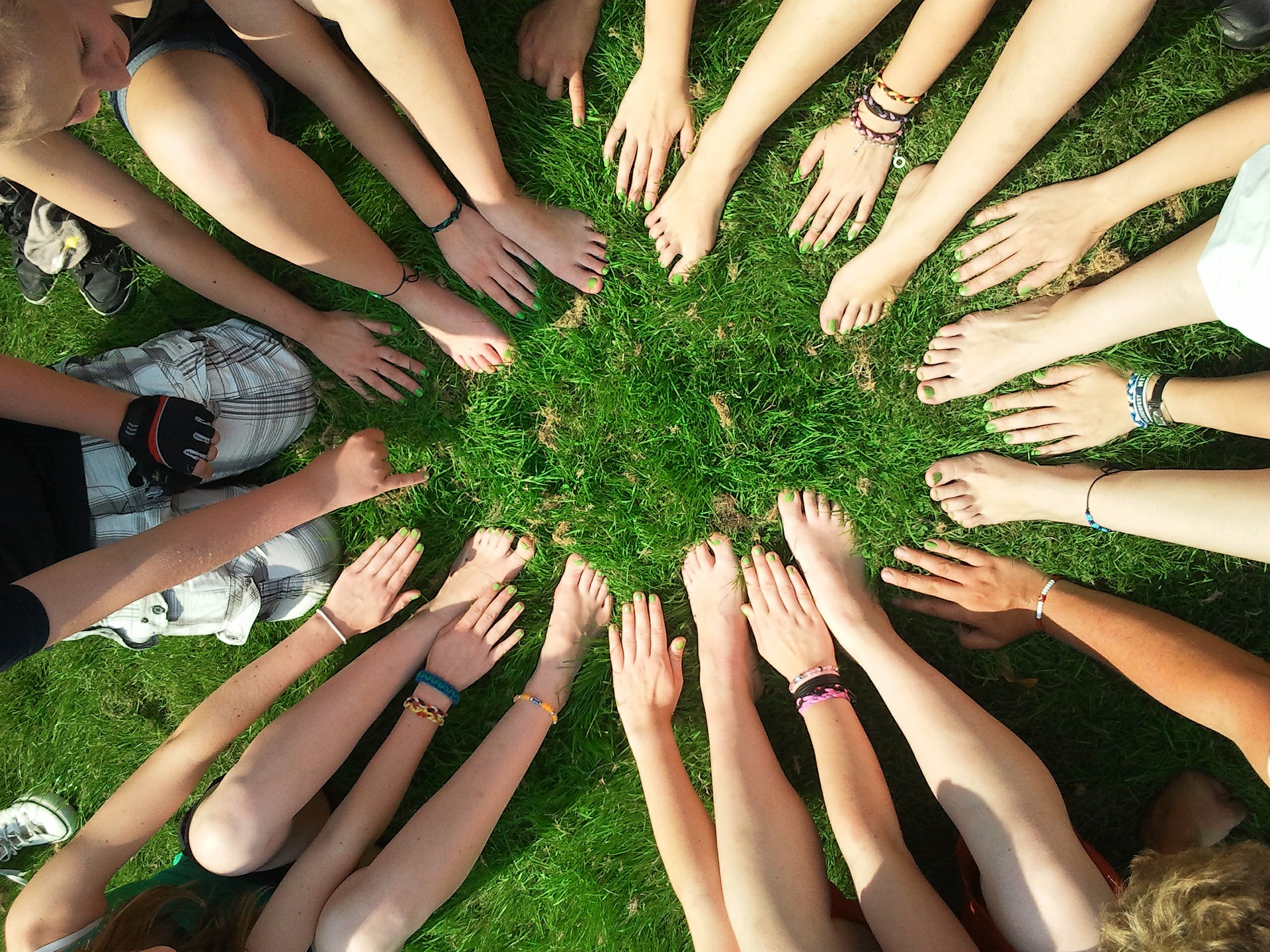 A circle of arms and legs