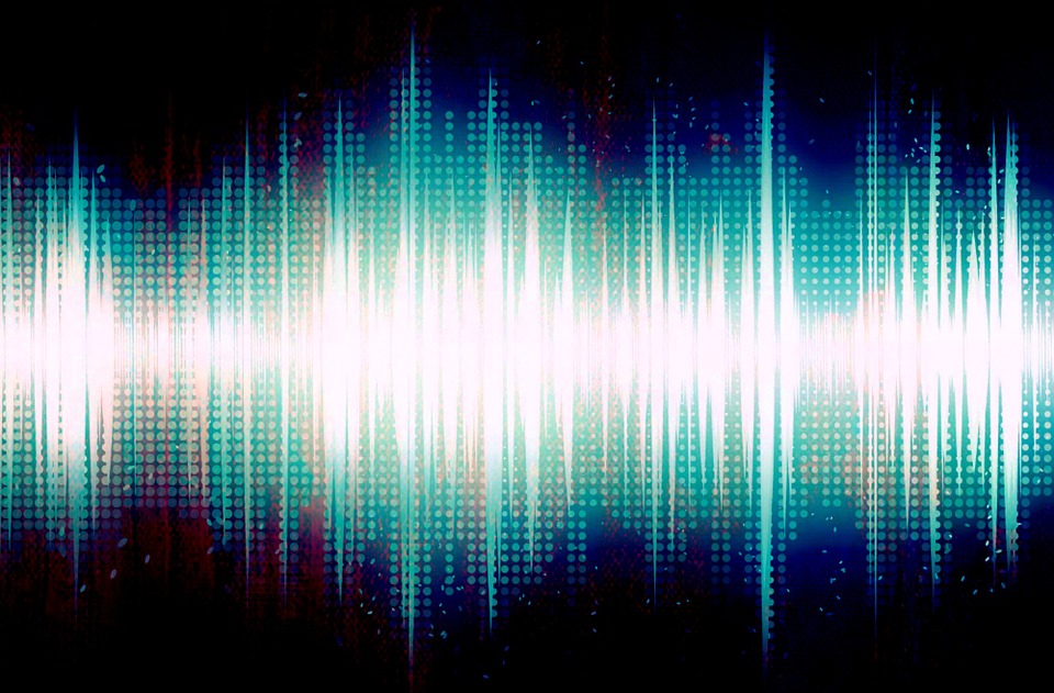 A glowing sound waveform.
