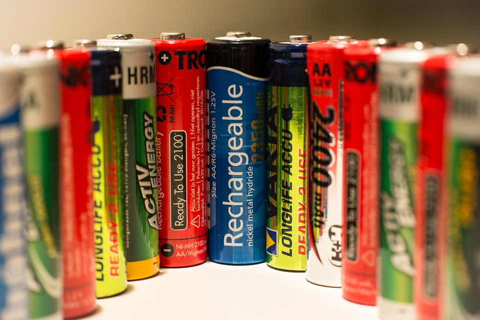 Row of rechargeable batteries