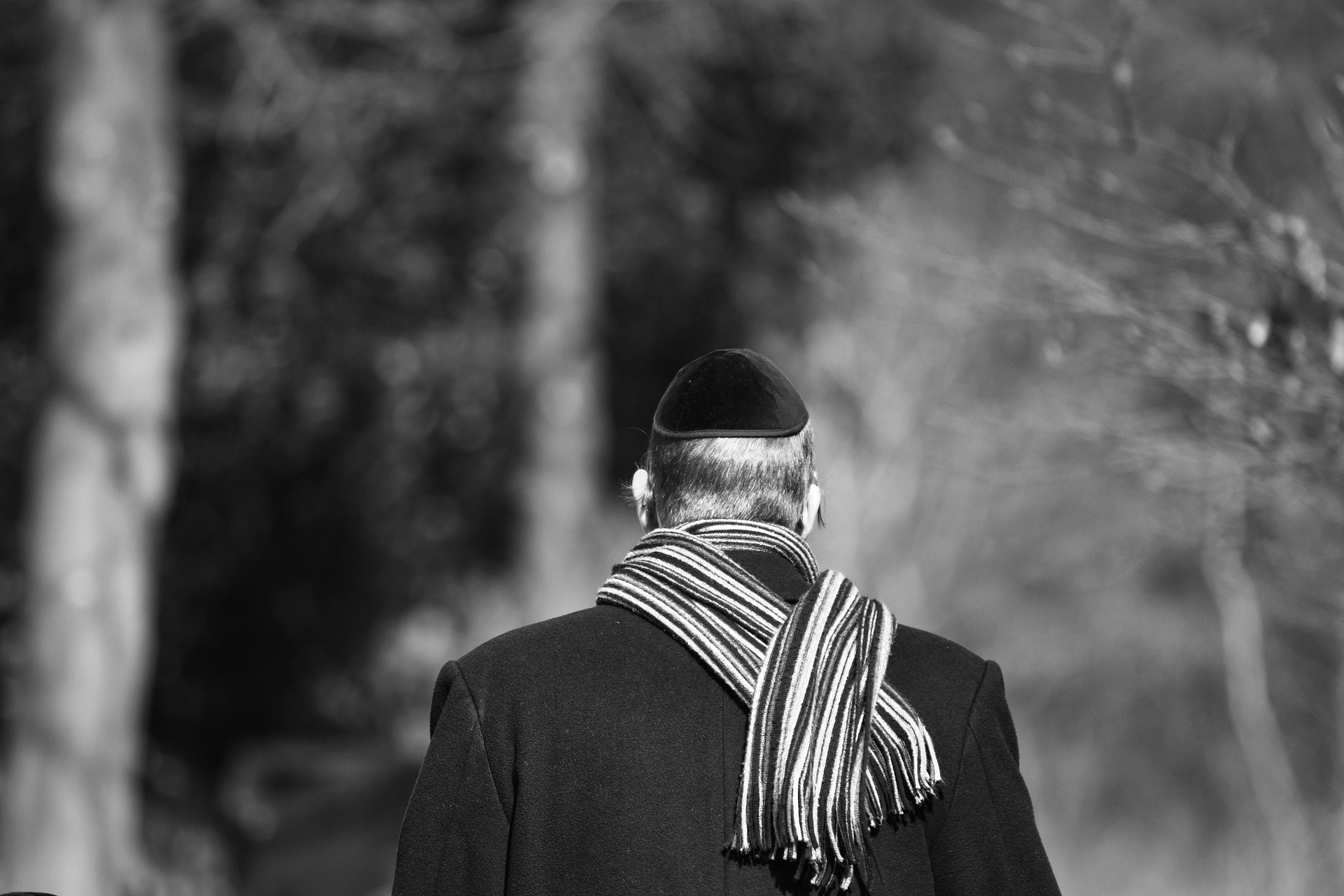 A Jewish man walking