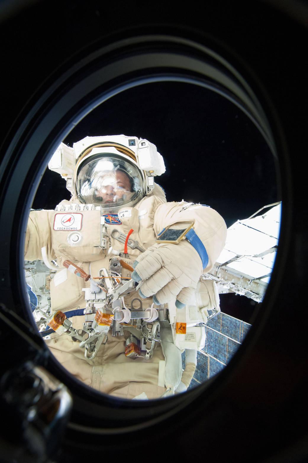 An astronaut on a spacewalk