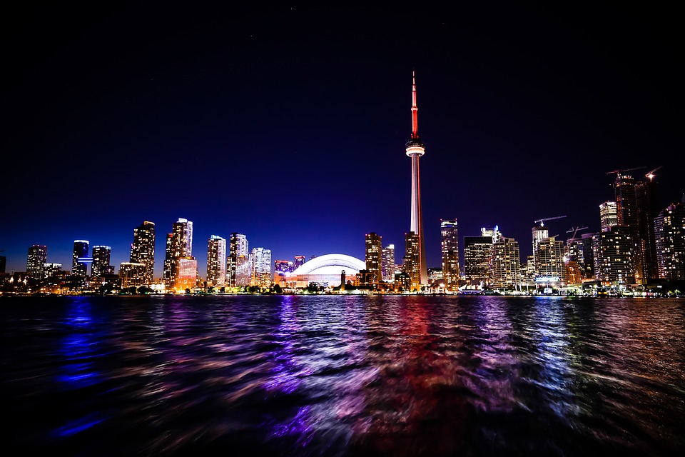 city skyline at night