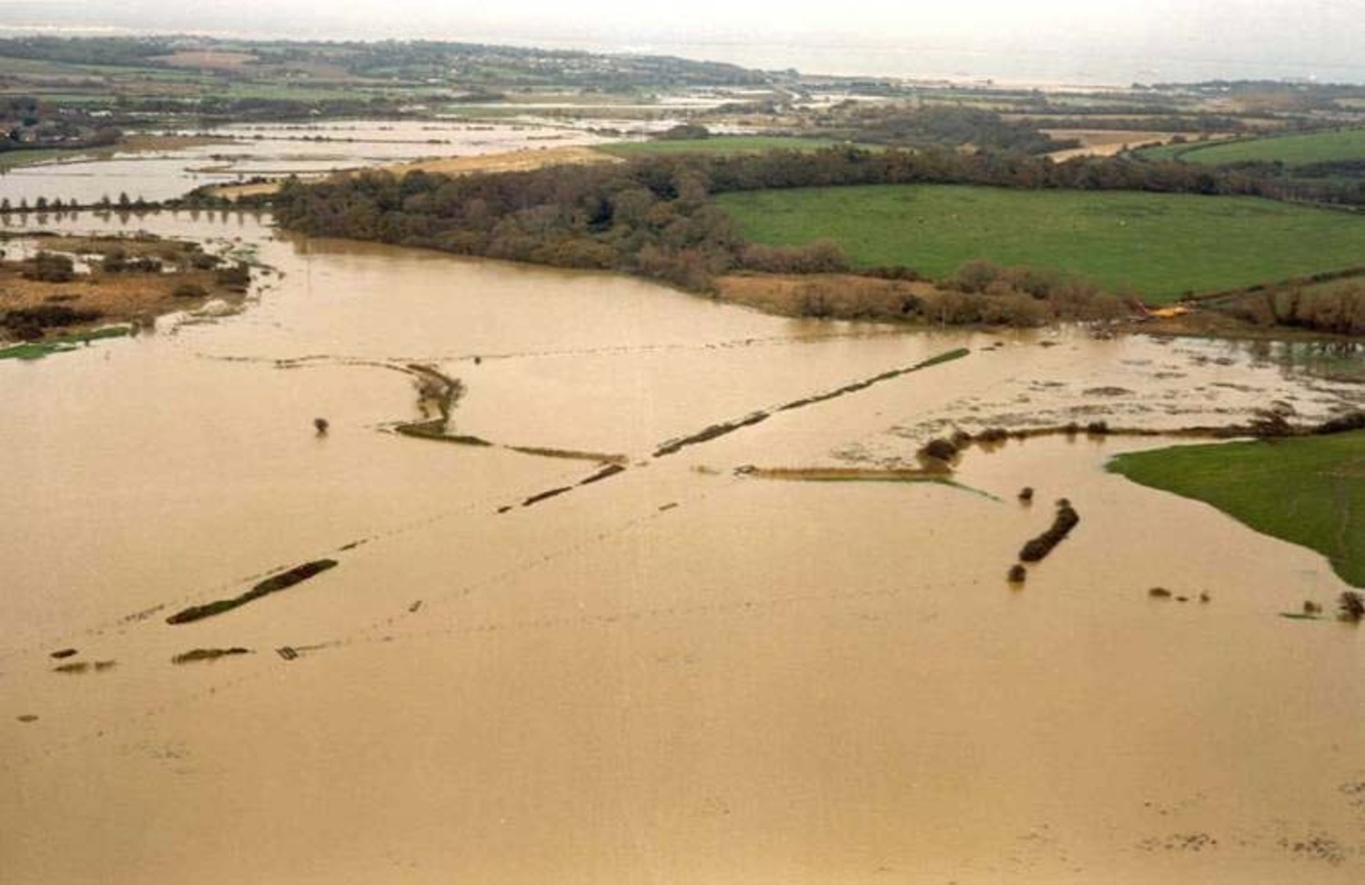 View of the flood plain following a 1 in 10 year flood on the Isle of Wight