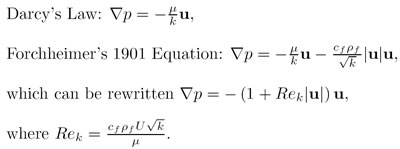 Figure 5 - For the purists, here are the relevant equations, including Darcy's Law, and the LaPlace Equation.