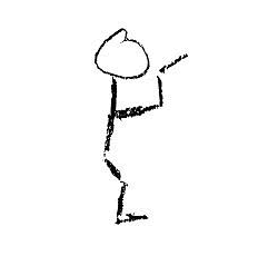 Stick-man drawn by a patient with a right hemispheric stroke. Note the absence of the left hand side body parts - the artist has 'neglect' for the left visual scene.