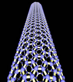 Computer generated image of a nanotube, just one of the structures scientists use to study the properties of nano-structures. (Image courtesy of Chris Ewels - www.ewels.info).