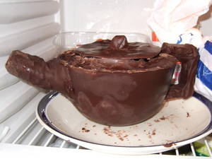 Chocolate teapot in the fridge
