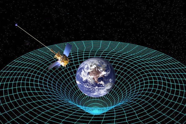 Artist concept of Gravity Probe B orbiting the Earth to measure space-time, a four-dimensional description of the universe including height, width, length, and time.