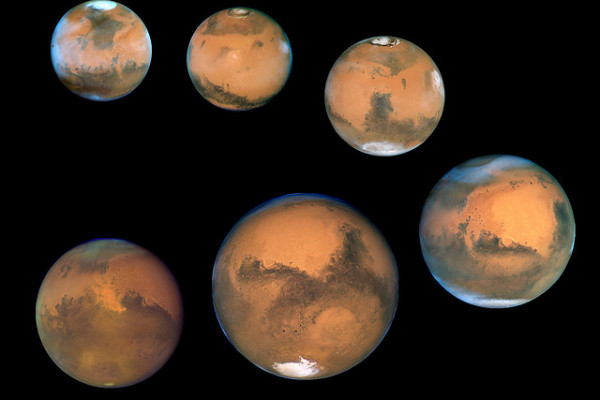  Mars Near Opposition 1995-2005 The orbits of the planets Earth and Mars provide a geometric line up that is out of this world! Every 26 months Mars is opposite the Sun in our nighttime sky. Since the repair of NASAs Hubble Space Telescope in 1993,...