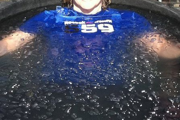 A man having an ice bath