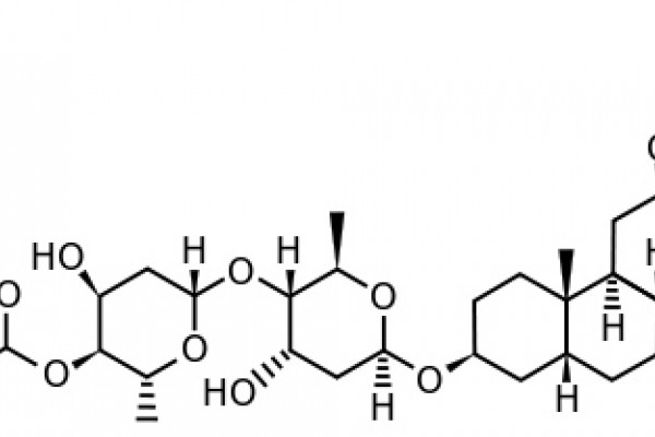 Skeletal model of a digoxin molecule