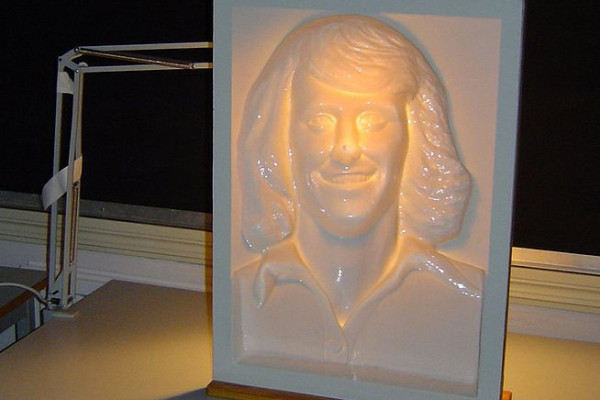 A mask of Swedish tennis player Björn Borg used in experiments of the Hollow-Face illusion at Uppsala University, Sweden. On this picture, the mask looks convex, but this is an illusion.