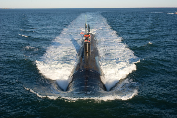 Virginia-class attack submarine in the Atlantic Ocean.