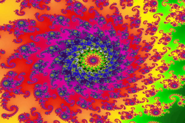 A fractal \Julia set\ image, often used to represent hallucination. a=-0.8 b=-0.158