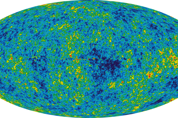 The Cosmic Microwave Background temperature fluctuations from the 5-year Wilkinson Microwave Anisotropy Probe data seen over the full sky. The average temperature is 2.725 Kelvin (degrees above absolute zero; absolute zero is equivalent to -273.15 C...