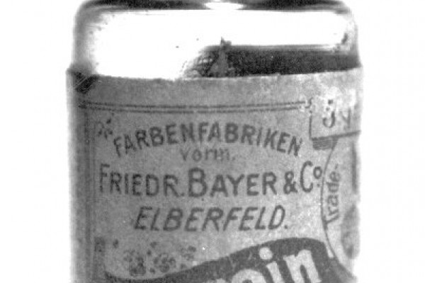 A pre-war bottle of Heroin, originally containing 5 grams of Heroin substance