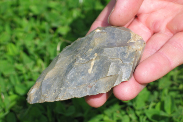 A biface stone tool found in Dordogne, France.