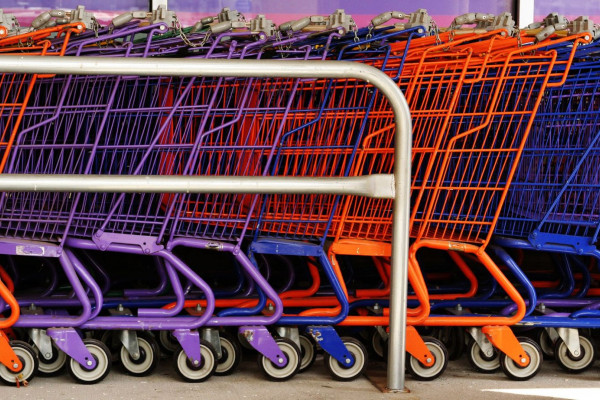 A row of shopping carts