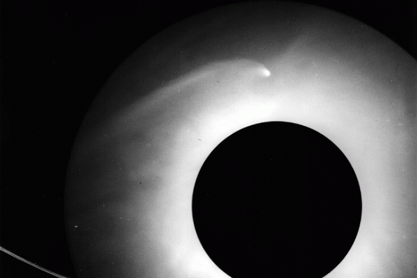 A comet caught by a sun-facing observatory using a coronagraph
