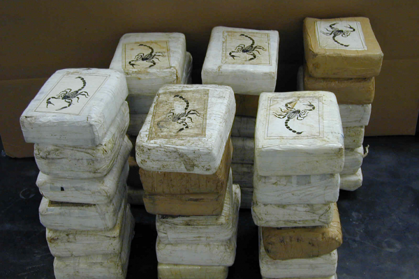 Image of cocaine drug packs confiscated by the US Federal Agency DEA.