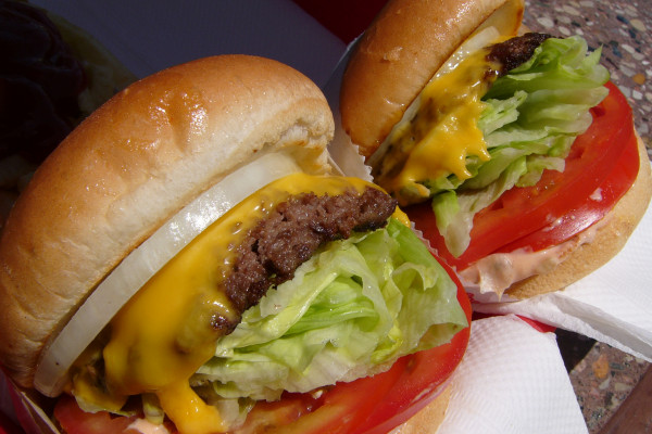A pair of In-N-Out cheeseburgers