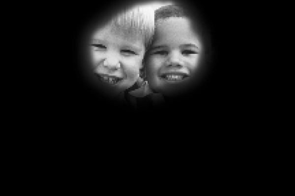 Human eyesight - two children and ball with retinitis pigmentosa or tunnel vision