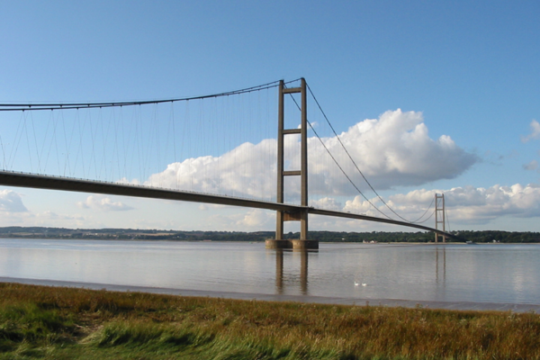 Humber Bridge, a suspension bridge in Yourkshre, finished in 1981
