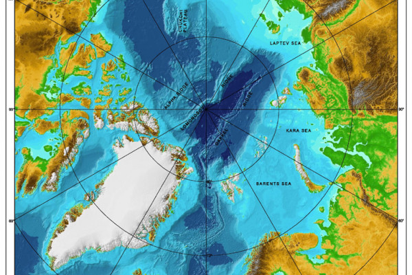 Bathymetric map of the w:Arctic Ocean