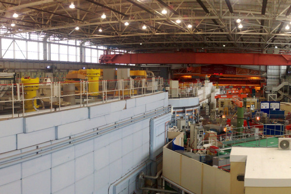 The experimental hall at the ISIS neutron source at the Rutherford Appleton Laboratory in Oxfordshire, UK.