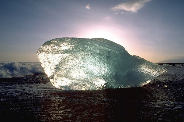 Ice block at beach near Jökulsárlón, Iceland.