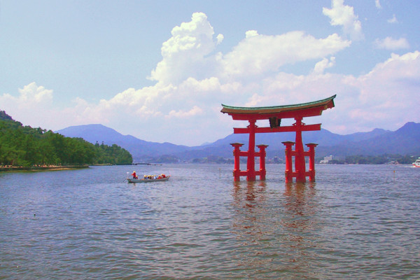 Torii of Itsukushima Shrine near Hiroshima, one of the Three Views of Japan and a UNESCO World Heritage Site