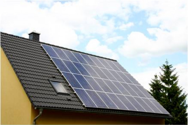 Photovoltaic panels on a domestic roof