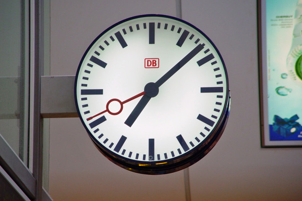 A typical Deutsche Bahn railway station clock