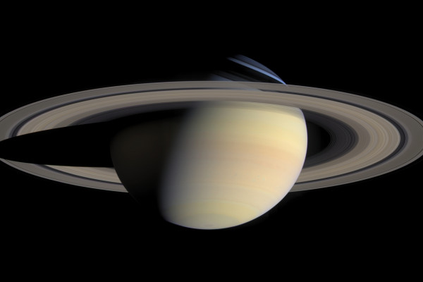 Natural color view of Saturn, composed from a series of pictures taken by the Cassini spacecraft.