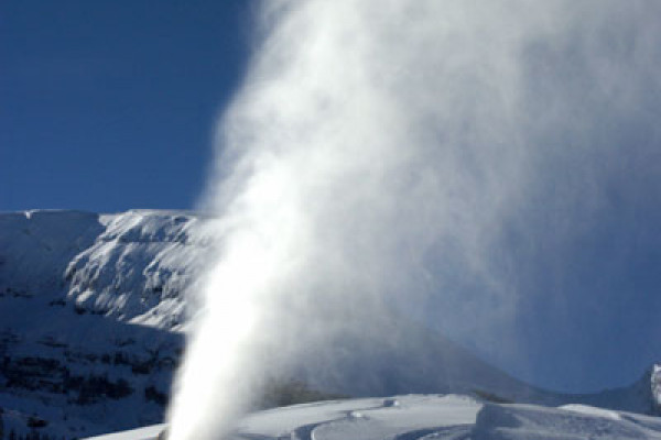 Snow cannon in Wildhaus in Switzerland.