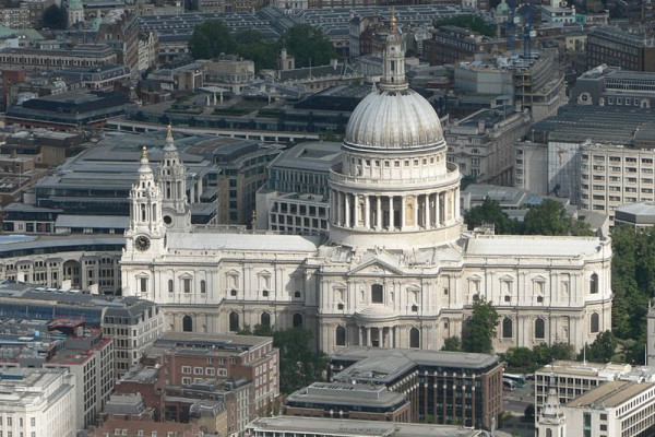 An aerial view of St Paul's cathedral