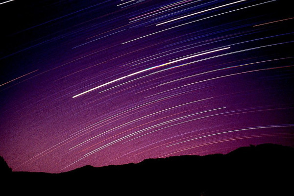 Fixed tripod mounted camera star trails - astrophotography