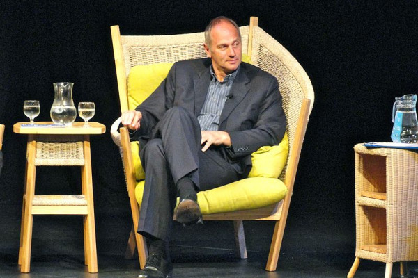 Sir Steve Redgrave, British Olympic athlete, on stage in Salisbury, England.