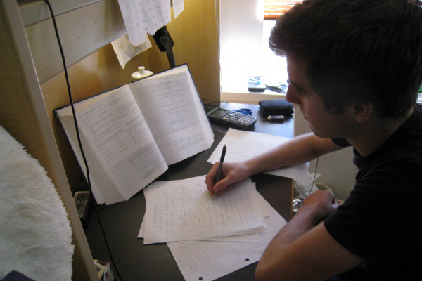 A Student of the University of British Columbia studying for final exams.