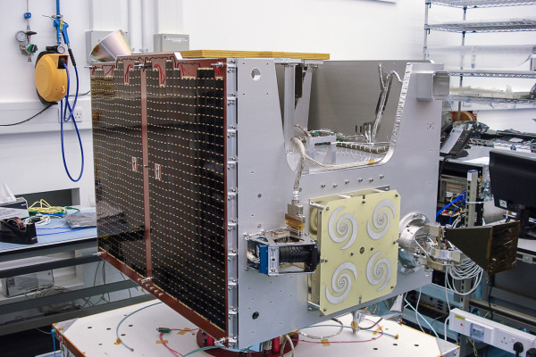 TechDemoSat-1 during final module integration and test phase in SSTL's AIT hall, October 2012
