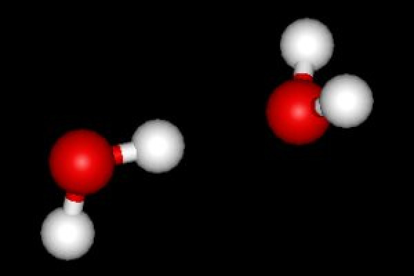 Ball-and-stick model of the linear water dimer