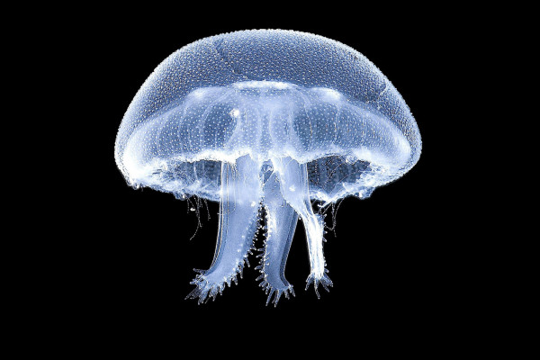 Moon jellyfish, Gijón Aquarium. Photograph by Julio Arrontes.