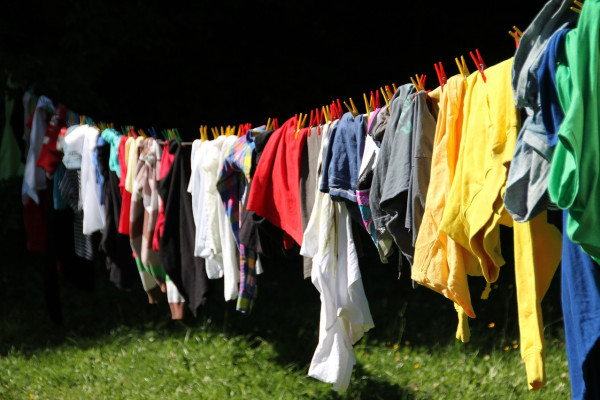 Laundry drying on a washing line